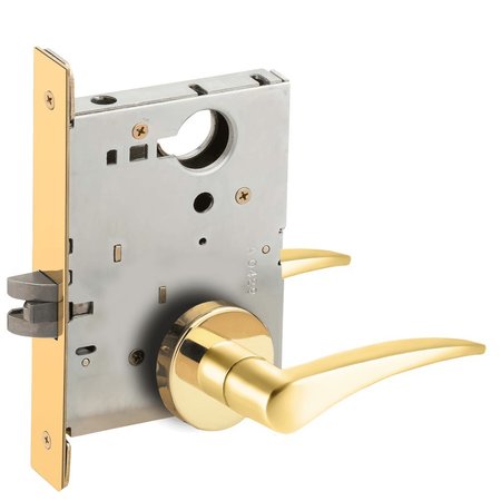 SCHLAGE Grade 1 Passage Latch Mortise Lock, 12 Lever, A Rose, Bright Brass Finish, Right-Handed L9010 12A 605 RH
